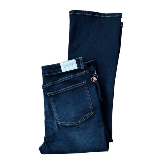 Ceros High Rise Straight Leg Ankle Jean 28” Waist Dark Wash Stretch Cotton Blend - Picture 3 of 6
